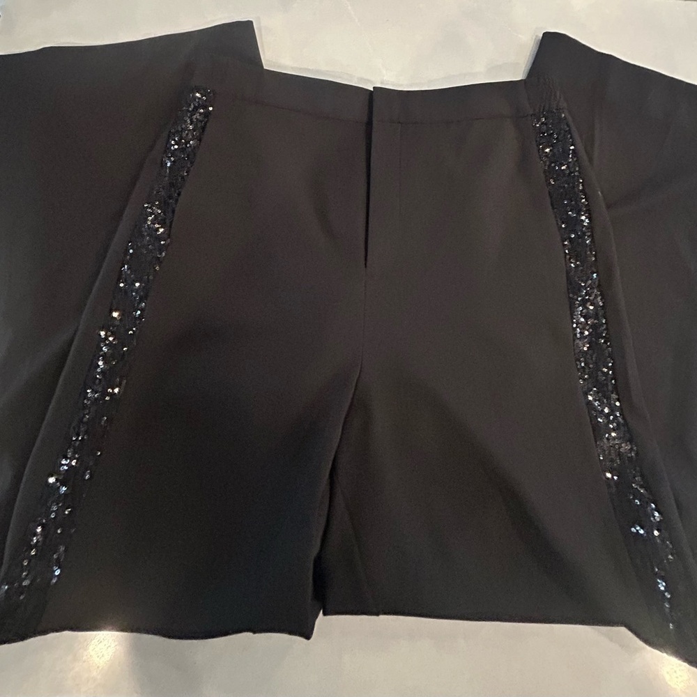 RACHEL Rachel Roy Black Sequin Wide Leg Pants With Slit